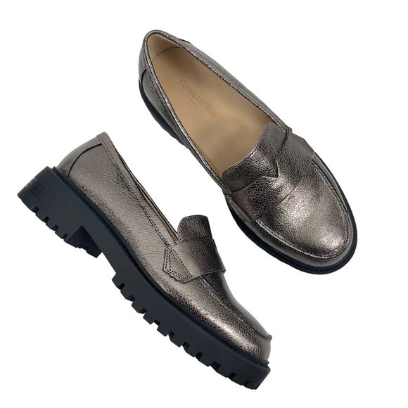 Banana Republic Lug Sole Metallic Loafers Pewter Brown Size 6 - Picture 3 of 11